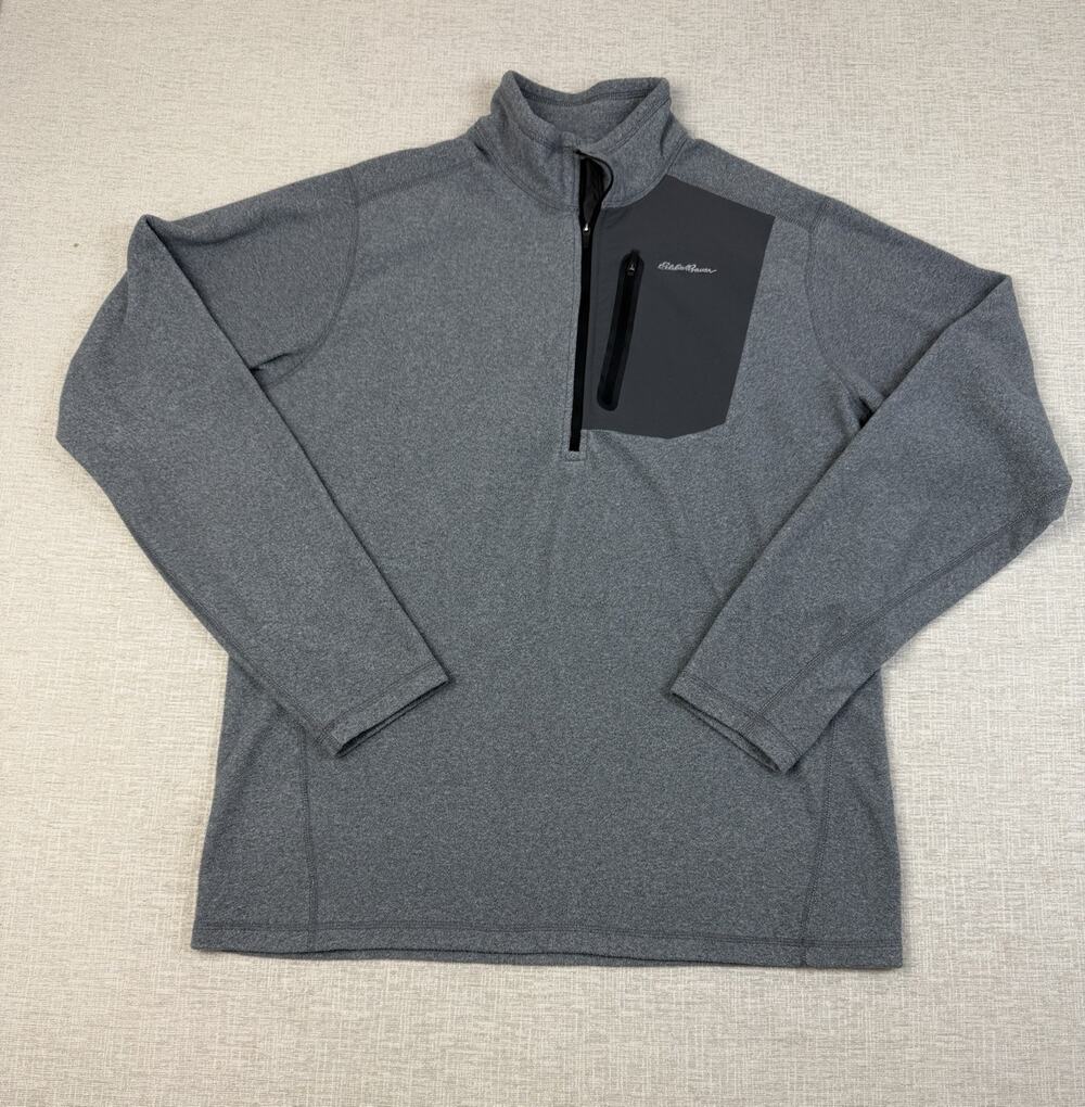 Eddie Bauer Crown Royal Men’s Large Tall Gray Full Zip Fleece Jacket Logo
